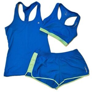 Champion Reebok Matching Exercise Set Tank Top Sports Bra Running Shorts Sm-Md